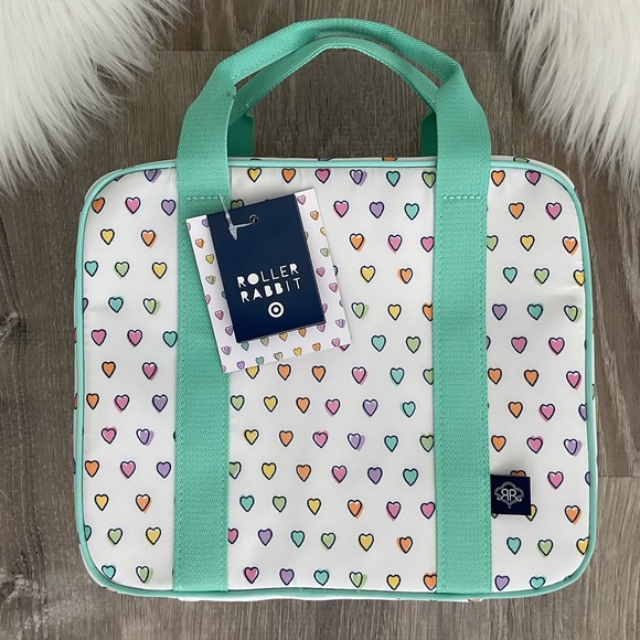 💛💚 Roller Rabbit x Target Disco Hearts Wave Hanging Toiletry Bag White/Teal - Picture 4 of 7